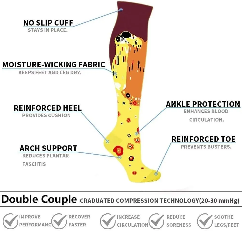 Double Couple 4 Pairs Compression Socks for Men and Women Compression Stockings
