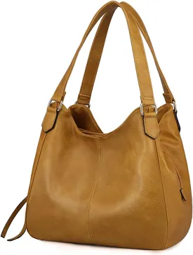 DOURR Women's Multi-pocket Shoulder Bag Fashion Vegan Leather Handbag Tote Purse