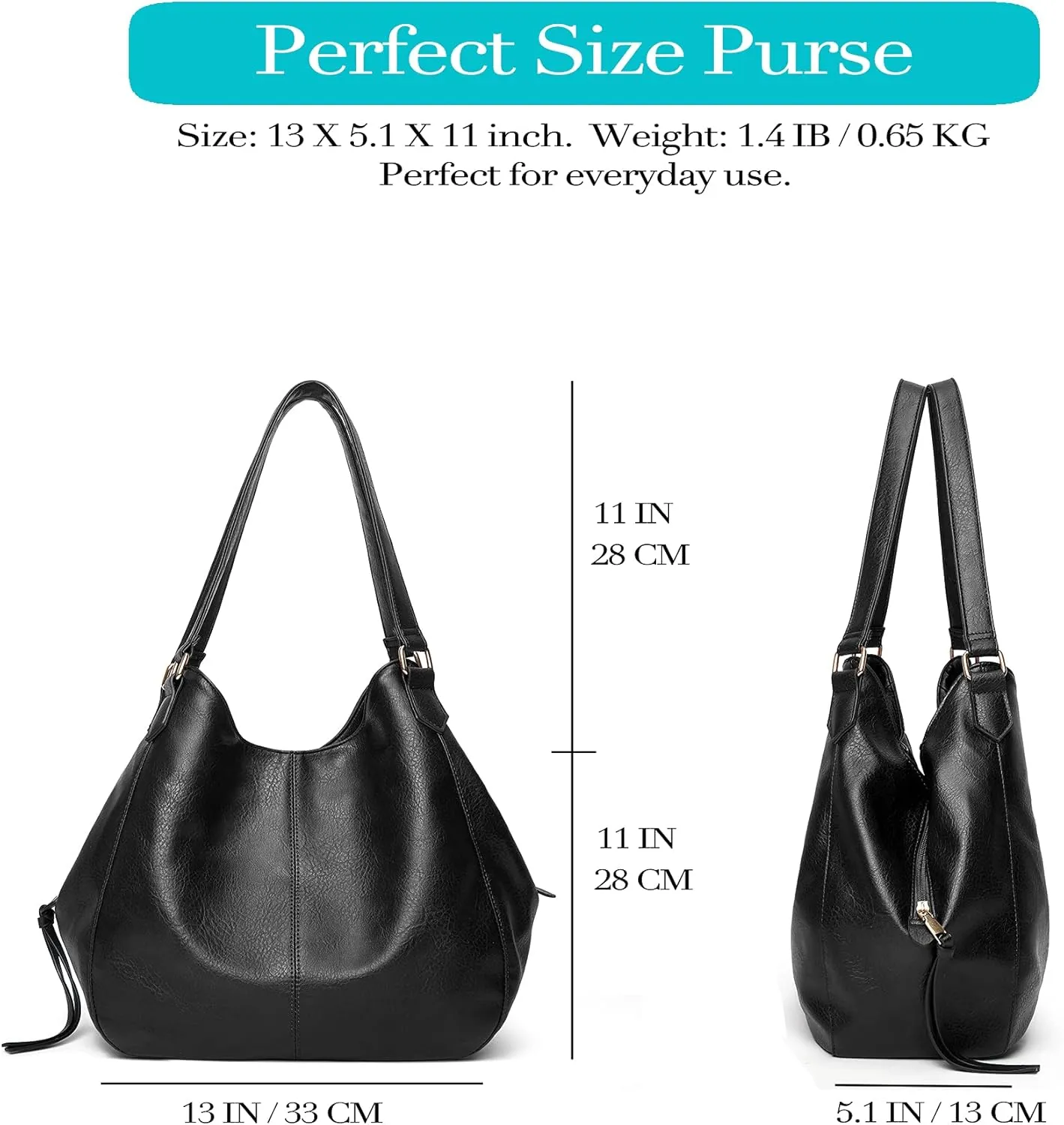 DOURR Women's Multi-pocket Shoulder Bag Fashion Vegan Leather Handbag Tote Purse