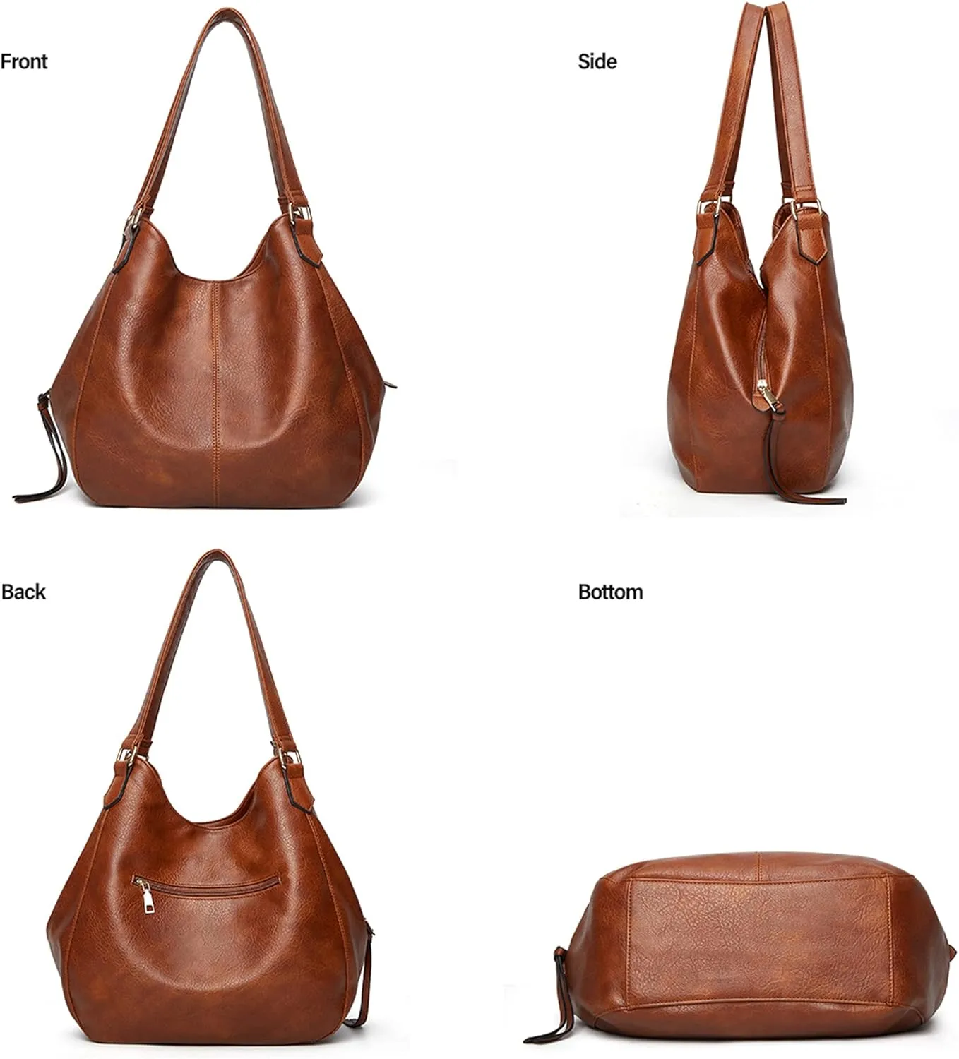 DOURR Women's Multi-pocket Shoulder Bag Fashion Vegan Leather Handbag Tote Purse