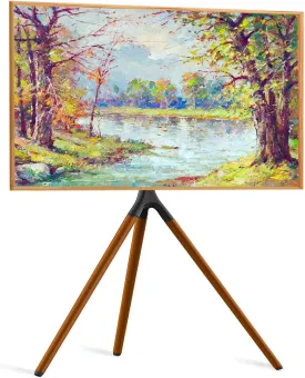 Easel TV Stand with Tripod Base for 45-65 inch Flat Screen up to 77lbs, Height Adjustable TV Stand Tripod for Living Room w/Cable Ties, 180Swivel, Black
