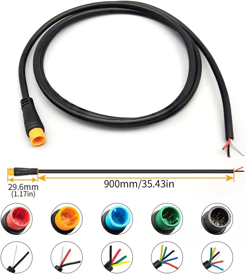 Ebike Extension Cable 2pin/3pin/4pin/5pin/6pin Julet Female/Male Single Head DIY Waterproof Line for Electric Motorbike Kit Light Throttle Ebrake Display