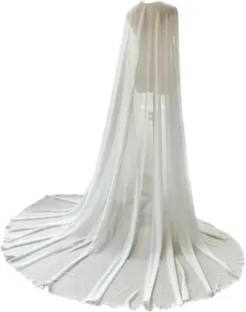 EllieHouse Women's Long Chiffon Bridal Cape Wedding Veil Cloak T13