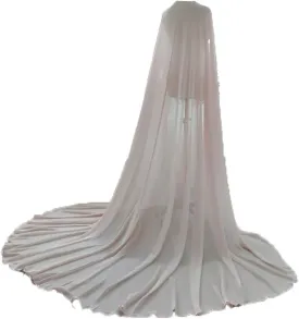 EllieHouse Women's Long Chiffon Bridal Cape Wedding Veil Cloak T13