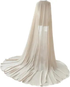EllieHouse Women's Long Chiffon Bridal Cape Wedding Veil Cloak T13