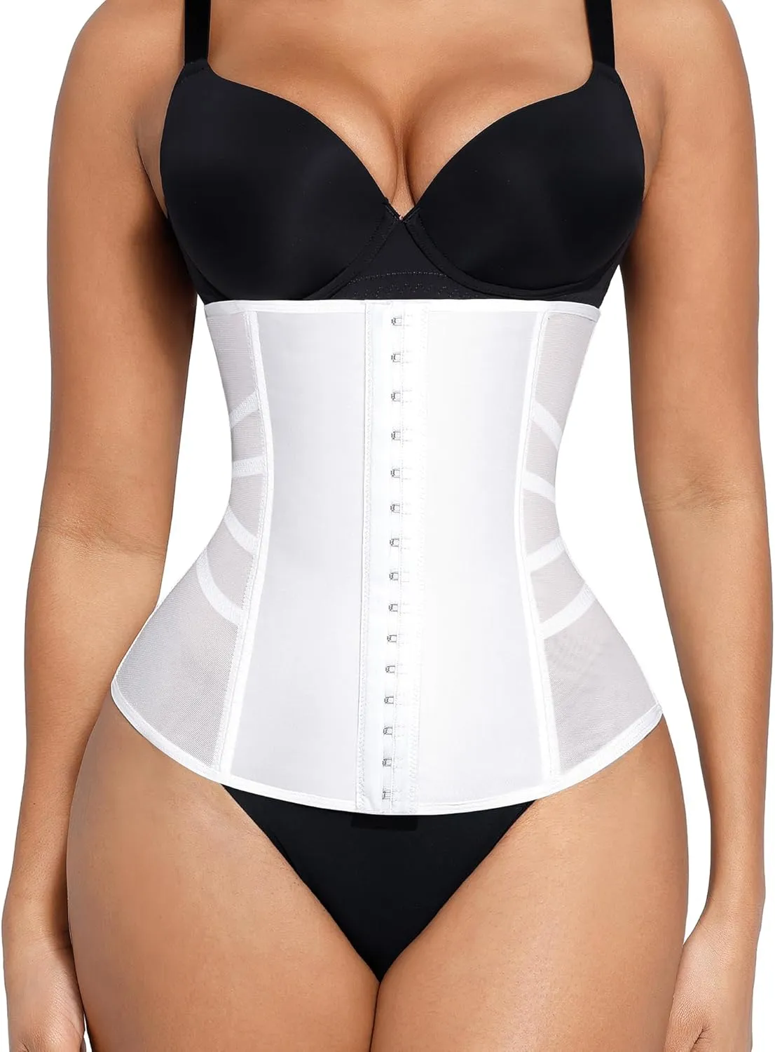 FeelinGirl Waist Trainer for Women Lower Belly Fat Mesh Corset Shapewear Tummy Control Body Shaper with Steel Bones