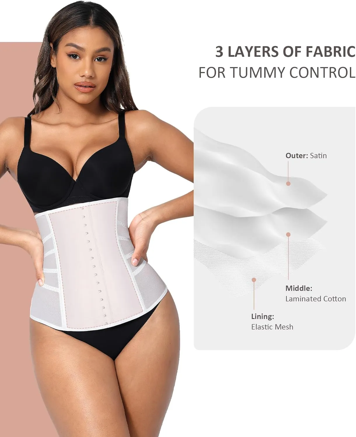 FeelinGirl Waist Trainer for Women Lower Belly Fat Mesh Corset Shapewear Tummy Control Body Shaper with Steel Bones