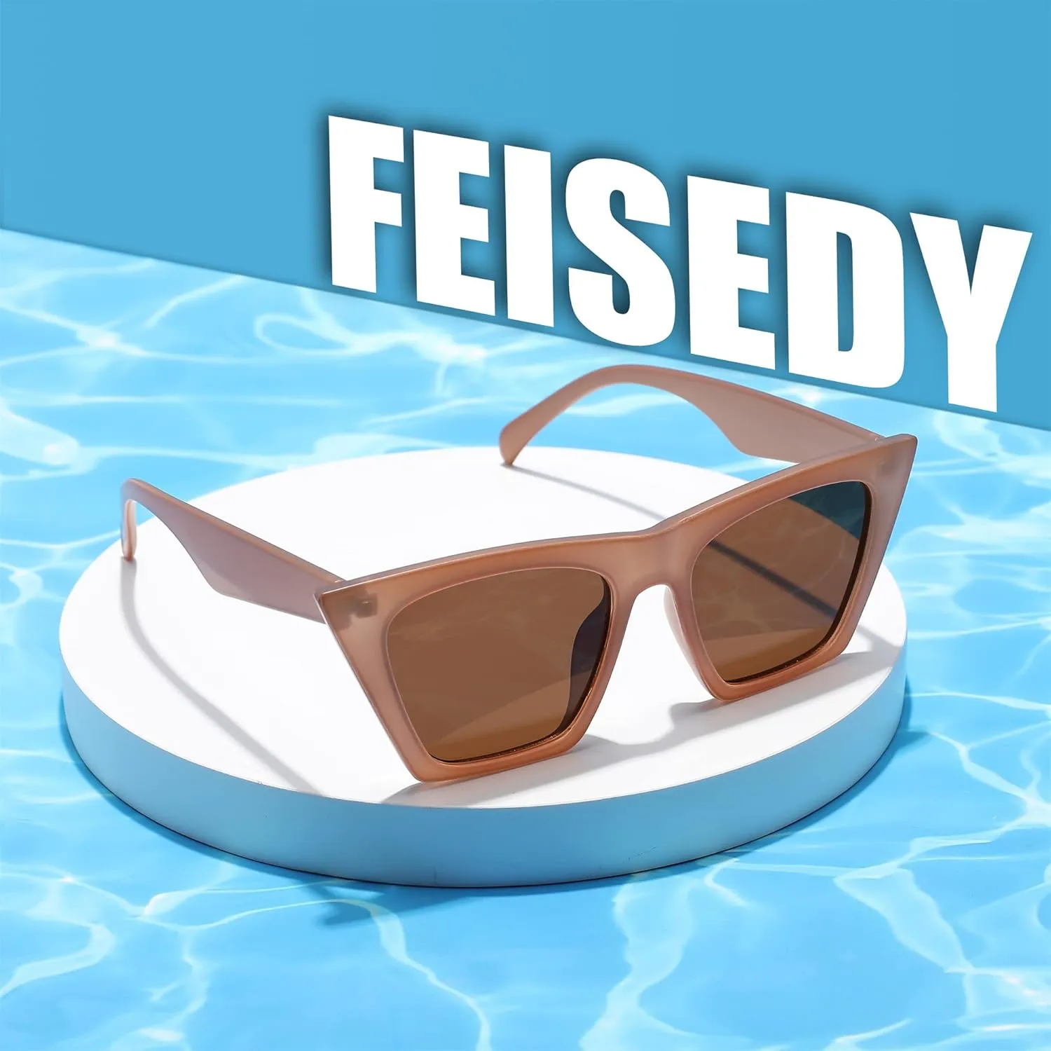 FEISEDY Vintage Square Cat Eye Sunglasses Women Trendy Cateye Sunglasses B2473