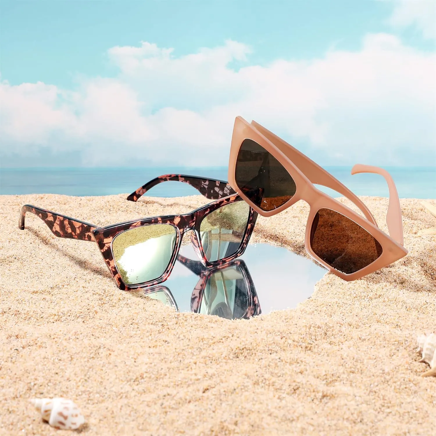 FEISEDY Vintage Square Cat Eye Sunglasses Women Trendy Cateye Sunglasses B2473