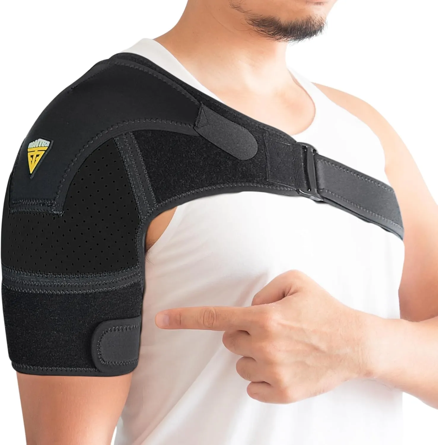 FIGHTECH Shoulder Brace for Torn Rotator Cuff for Men and Women - 4 Sizes - Support & Pain Relief (Black, Large/X-Large)