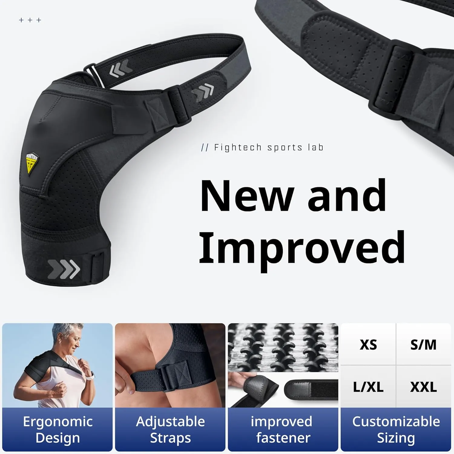 FIGHTECH Shoulder Brace for Torn Rotator Cuff for Men and Women - 4 Sizes - Support & Pain Relief (Black, Large/X-Large)