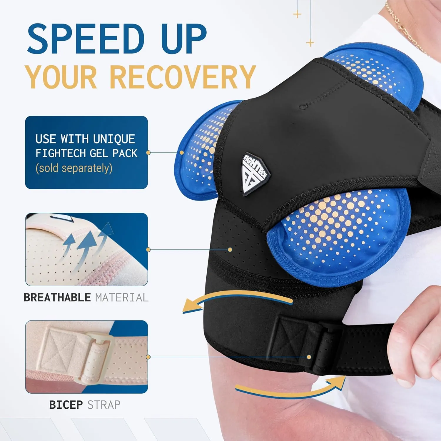 FIGHTECH Shoulder Brace for Torn Rotator Cuff for Men and Women - 4 Sizes - Support & Pain Relief (Black, Large/X-Large)