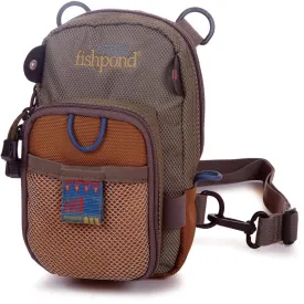 fishpond San Juan Vertical Fly Fishing Chest Pack, Fits up to Two Tackle or Fly Boxes, Lightweight Fishing Bag with Padded Neck Strap  Sand/Saddle Brown