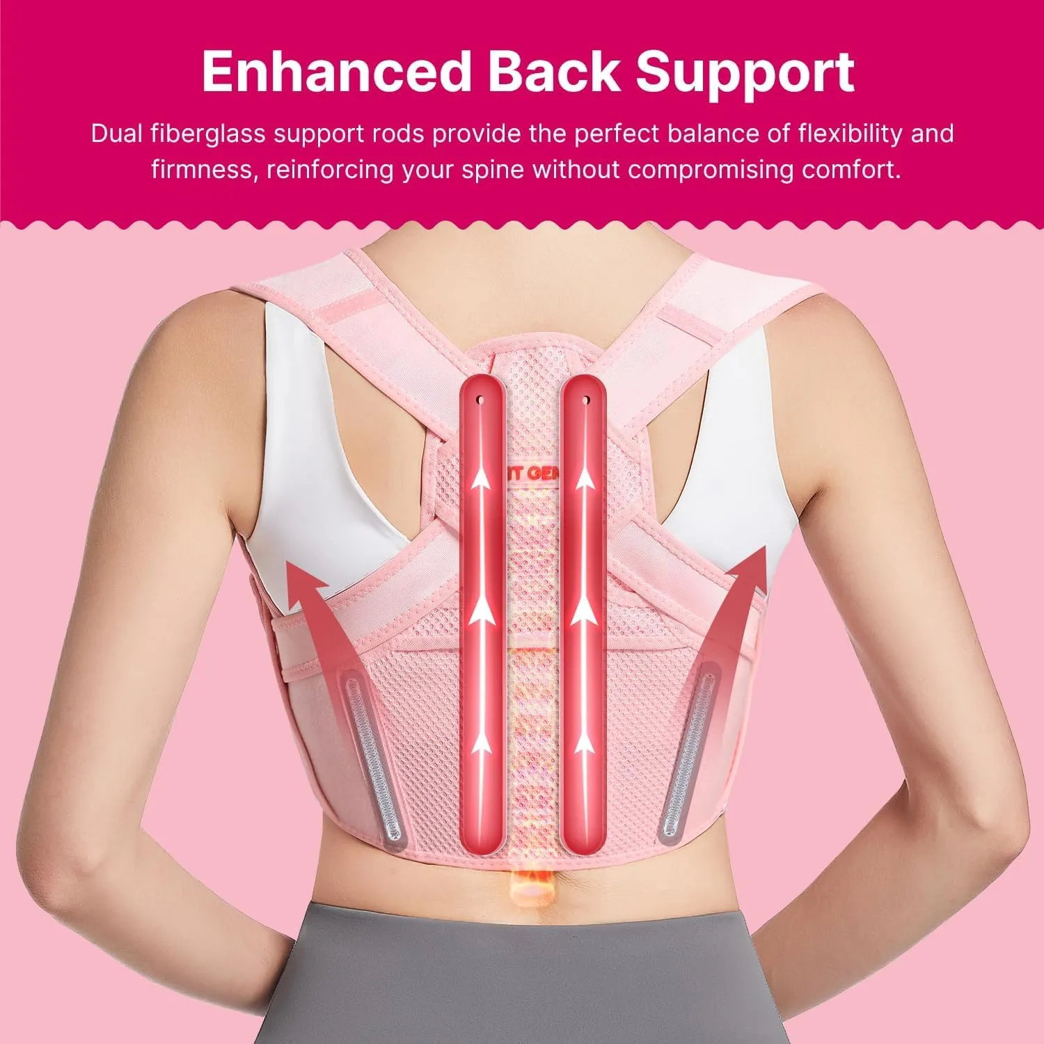 Fit Geno Posture Corrector for Women: Adjustable Lightweight Upper Back Brace for Neck Shoulder & Upper Back Pain Relief - Improve Posture Correct Hunchback Slouching Kyphosis Invisible Under Clothes (M/L Under Bust 32"-45")