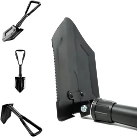 Folding Emergency Shovel - Survival Entrenching Tool with Wood Saw Edge and Tactical Carry Case - 22.64" / 57.50cm, Black