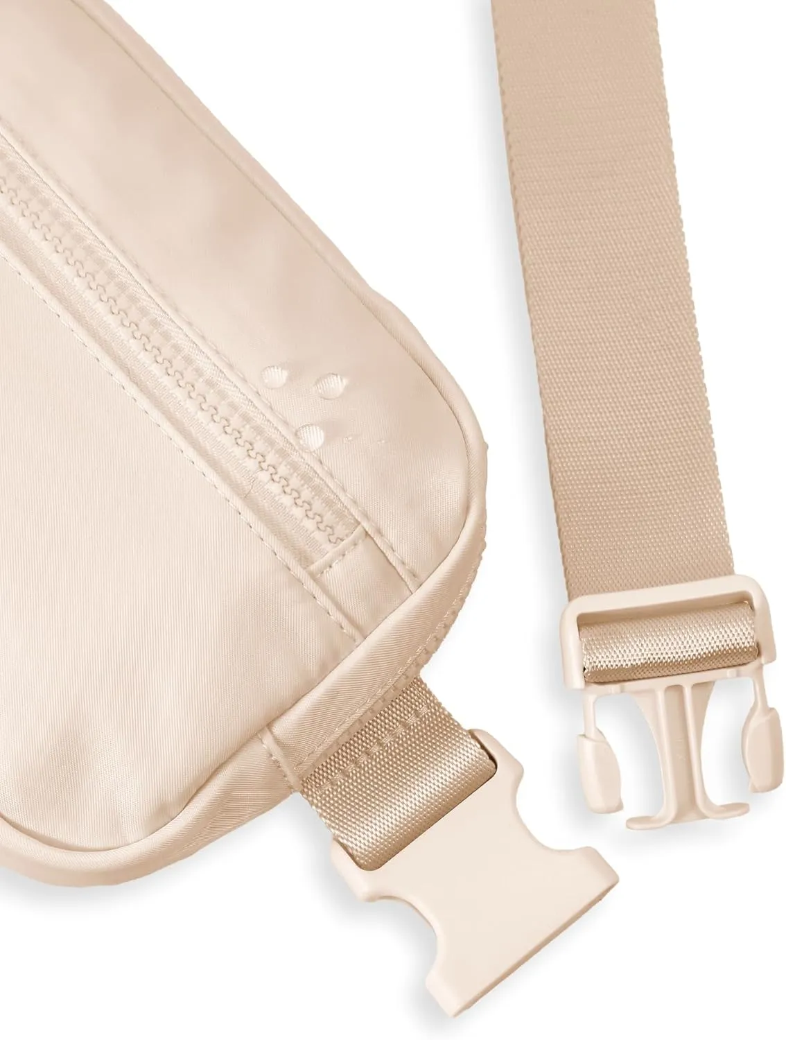 FORZAROCKET Essential Belt Bag w/Long Strap 70" & Front Zip Pocket  Crossbody Bag w/Extended Strap  Fanny Pack for Women Men  Two-Way Zipper Sling Bag  Travel & Plus Size Friendly, Beige