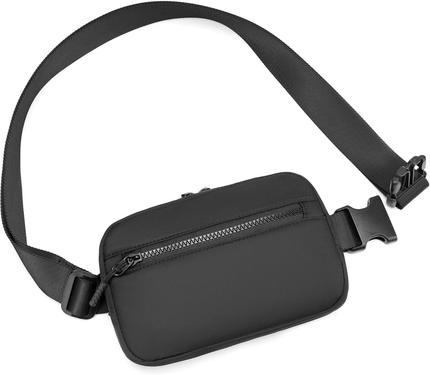 FORZAROCKET Essential Belt Bag w/Long Strap 70" & Front Zip Pocket  Crossbody Bag w/Extended Strap  Fanny Pack for Women Men  Two-Way Zipper Sling Bag  Travel & Plus Size Friendly, Black