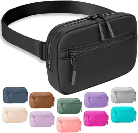 FORZAROCKET Essential Belt Bag w/Long Strap 70" & Front Zip Pocket  Crossbody Bag w/Extended Strap  Fanny Pack for Women Men  Two-Way Zipper Sling Bag  Travel & Plus Size Friendly, Black