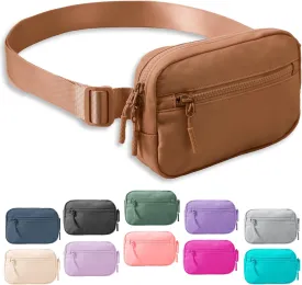 FORZAROCKET Essential Belt Bag w/Long Strap 70" & Front Zip Pocket  Crossbody Bag w/Extended Strap  Fanny Pack for Women Men  Two-Way Zipper Sling Bag  Travel & Plus Size Friendly, Caramel