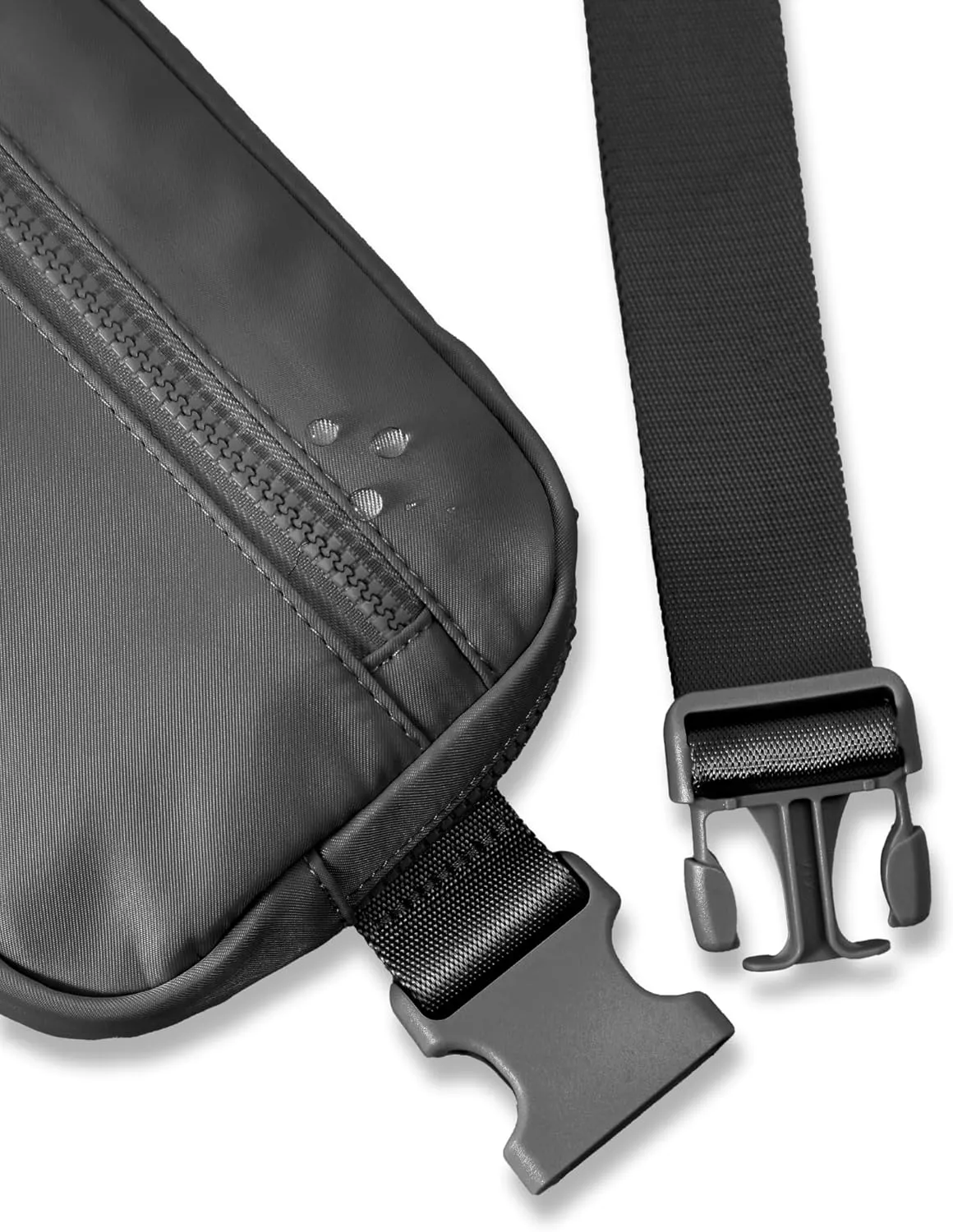 FORZAROCKET Essential Belt Bag w/Long Strap 70" & Front Zip Pocket  Crossbody Bag w/Extended Strap  Fanny Pack for Women Men  Two-Way Zipper Sling Bag  Travel & Plus Size Friendly, Dark Grey