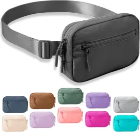 FORZAROCKET Essential Belt Bag w/Long Strap 70" & Front Zip Pocket  Crossbody Bag w/Extended Strap  Fanny Pack for Women Men  Two-Way Zipper Sling Bag  Travel & Plus Size Friendly, Dark Grey