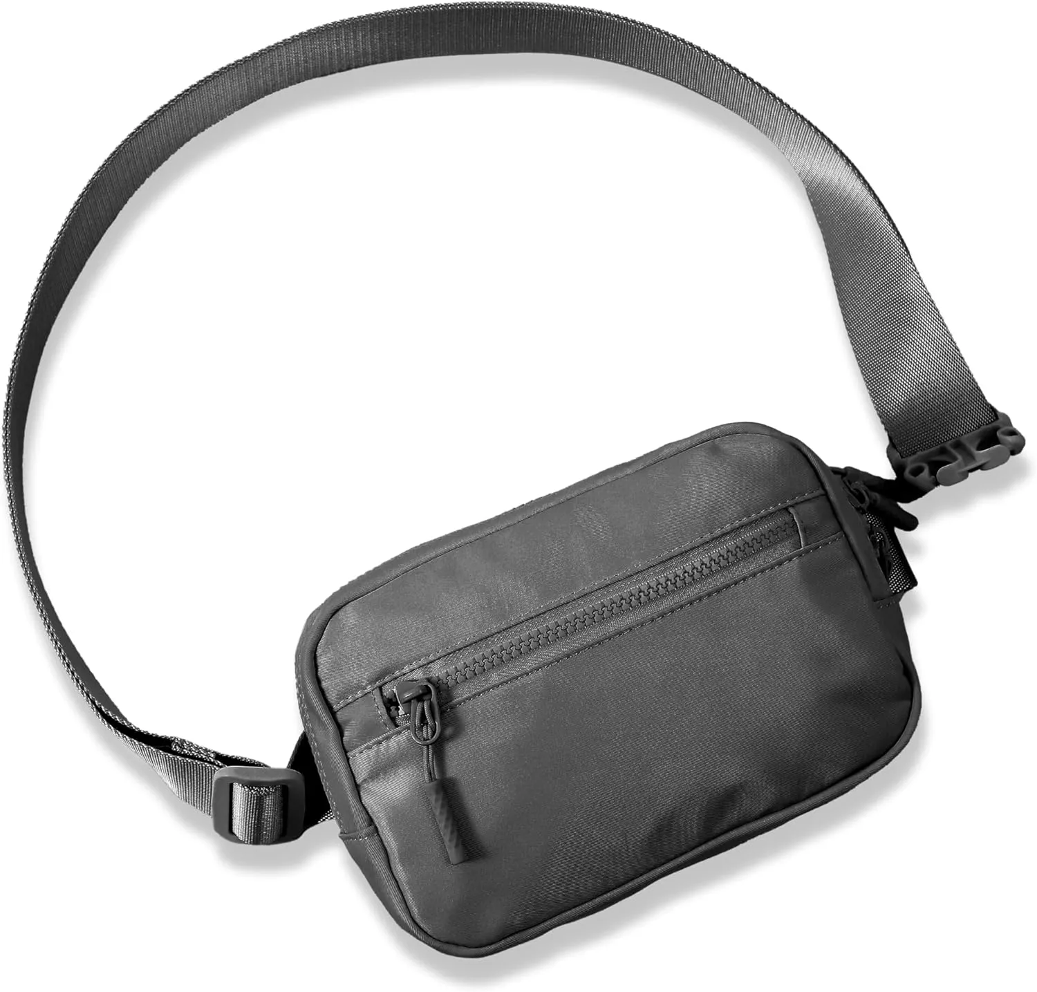 FORZAROCKET Essential Belt Bag w/Long Strap 70" & Front Zip Pocket  Crossbody Bag w/Extended Strap  Fanny Pack for Women Men  Two-Way Zipper Sling Bag  Travel & Plus Size Friendly, Dark Grey