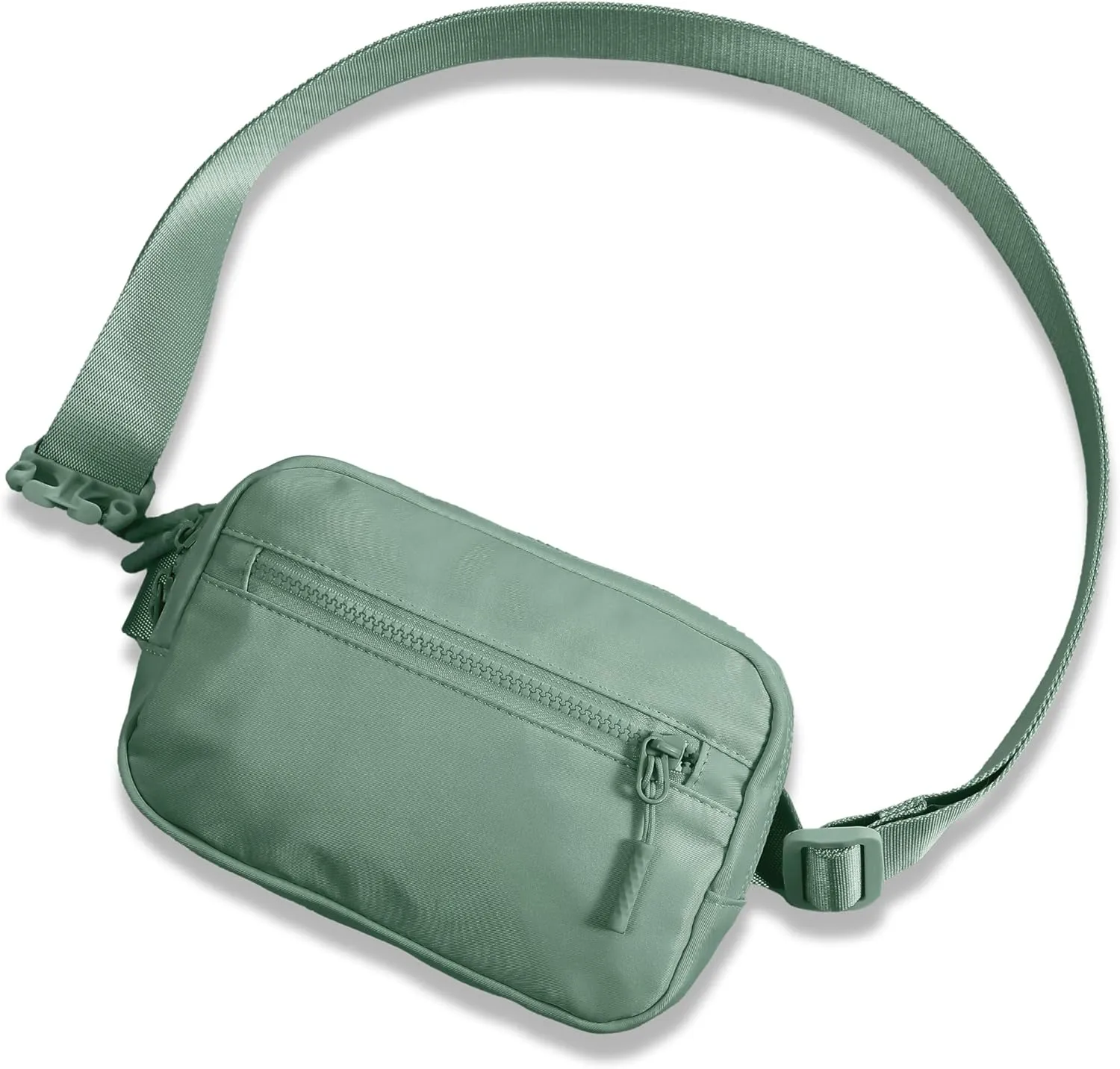 FORZAROCKET Essential Belt Bag w/Long Strap 70" & Front Zip Pocket  Crossbody Bag w/Extended Strap  Fanny Pack for Women Men  Two-Way Zipper Sling Bag  Travel & Plus Size Friendly, Green