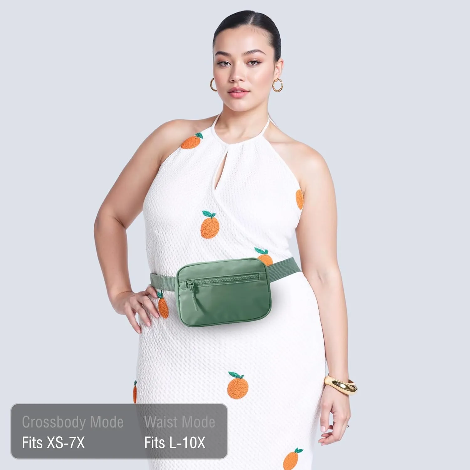 FORZAROCKET Essential Belt Bag w/Long Strap 70" & Front Zip Pocket  Crossbody Bag w/Extended Strap  Fanny Pack for Women Men  Two-Way Zipper Sling Bag  Travel & Plus Size Friendly, Green
