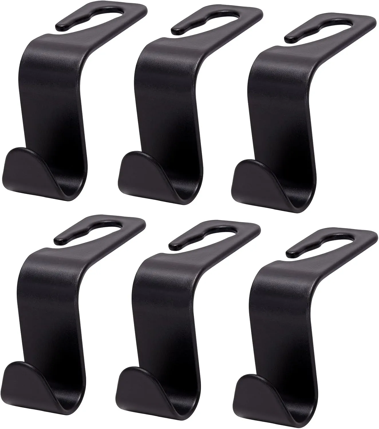 Ginsco Car Seat Headrest Hook, 6 Pack Heavy Duty ABS Auto Seat Hook Hanger Storage Organizer for Purse Coat Handbag Umbrellas, Car Accessories Universal fit for MPV Van Minivan