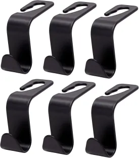 Ginsco Car Seat Headrest Hook, 6 Pack Heavy Duty ABS Auto Seat Hook Hanger Storage Organizer for Purse Coat Handbag Umbrellas, Car Accessories Universal fit for MPV Van Minivan