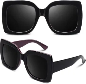 GQUEEN Oversized Square Frame Sunglasses Womens Retro Vintage Trendy Shades,S904