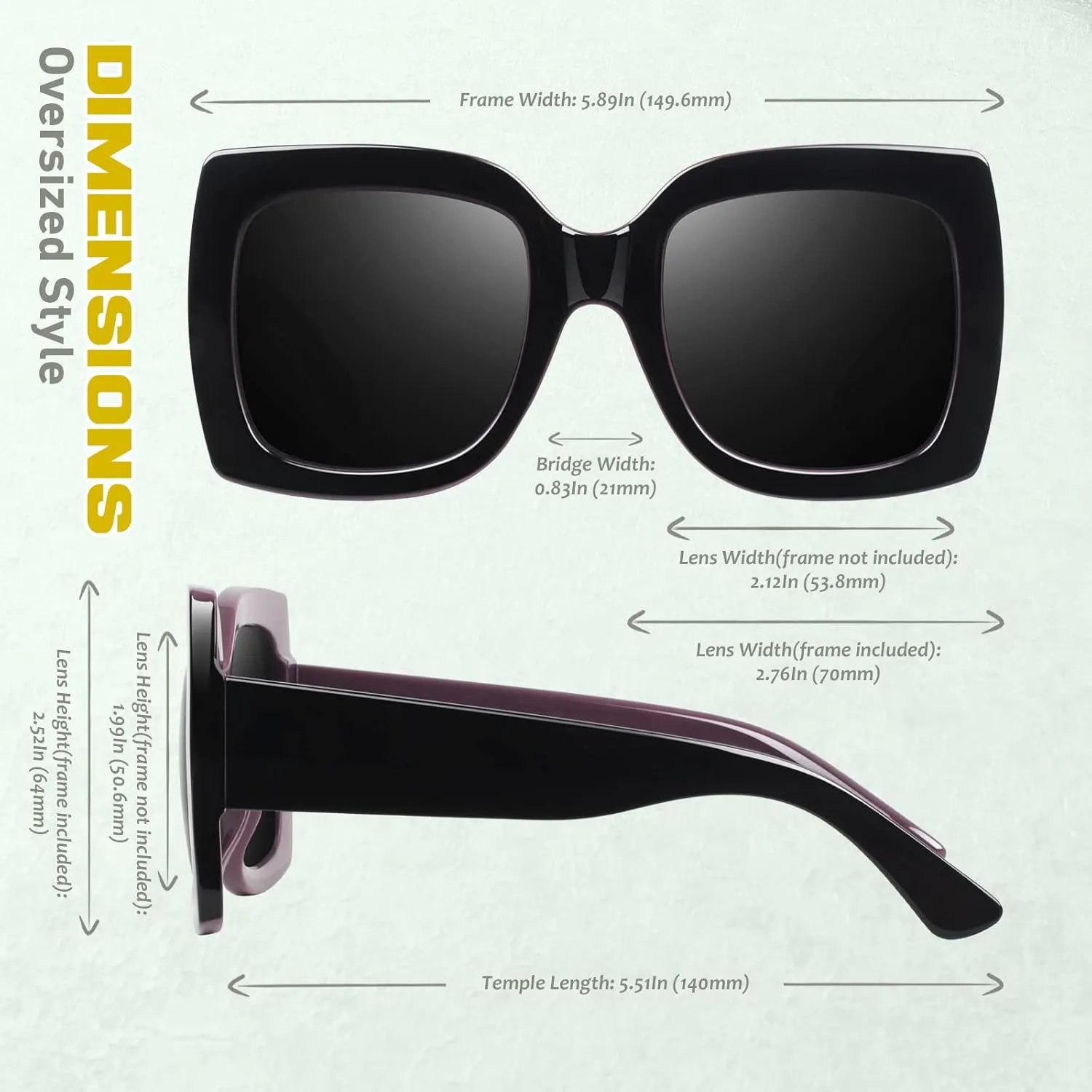 GQUEEN Oversized Square Frame Sunglasses Womens Retro Vintage Trendy Shades,S904
