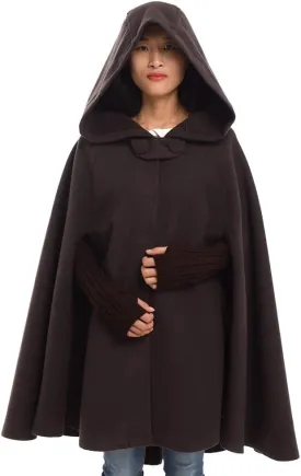 GRACEART Women's Hood Woolen Cape Bridal Wedding Winter Cloak Plus Size Thick Coat