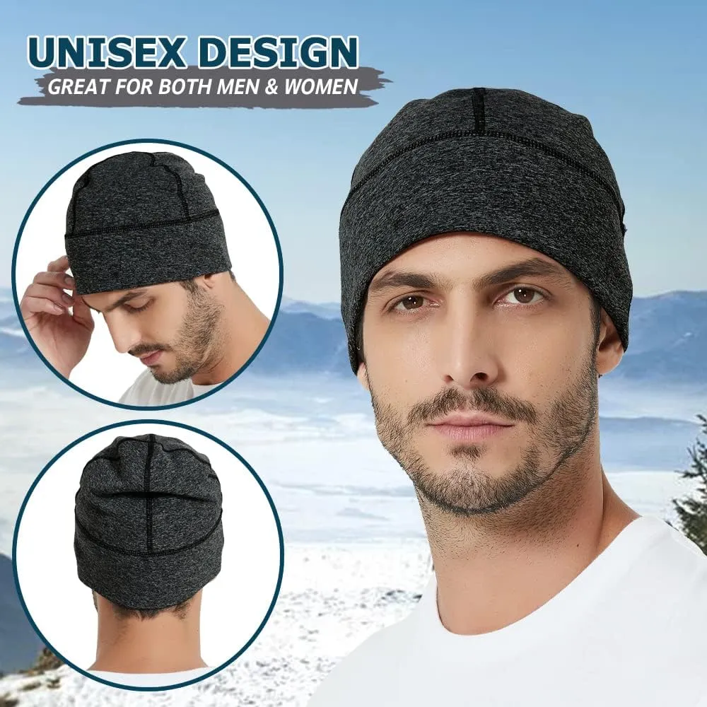 Headshion Fleece Hat Watch Cap 2 Pack Thick Skull Cap Helmet Liner Winter Warm Beanie