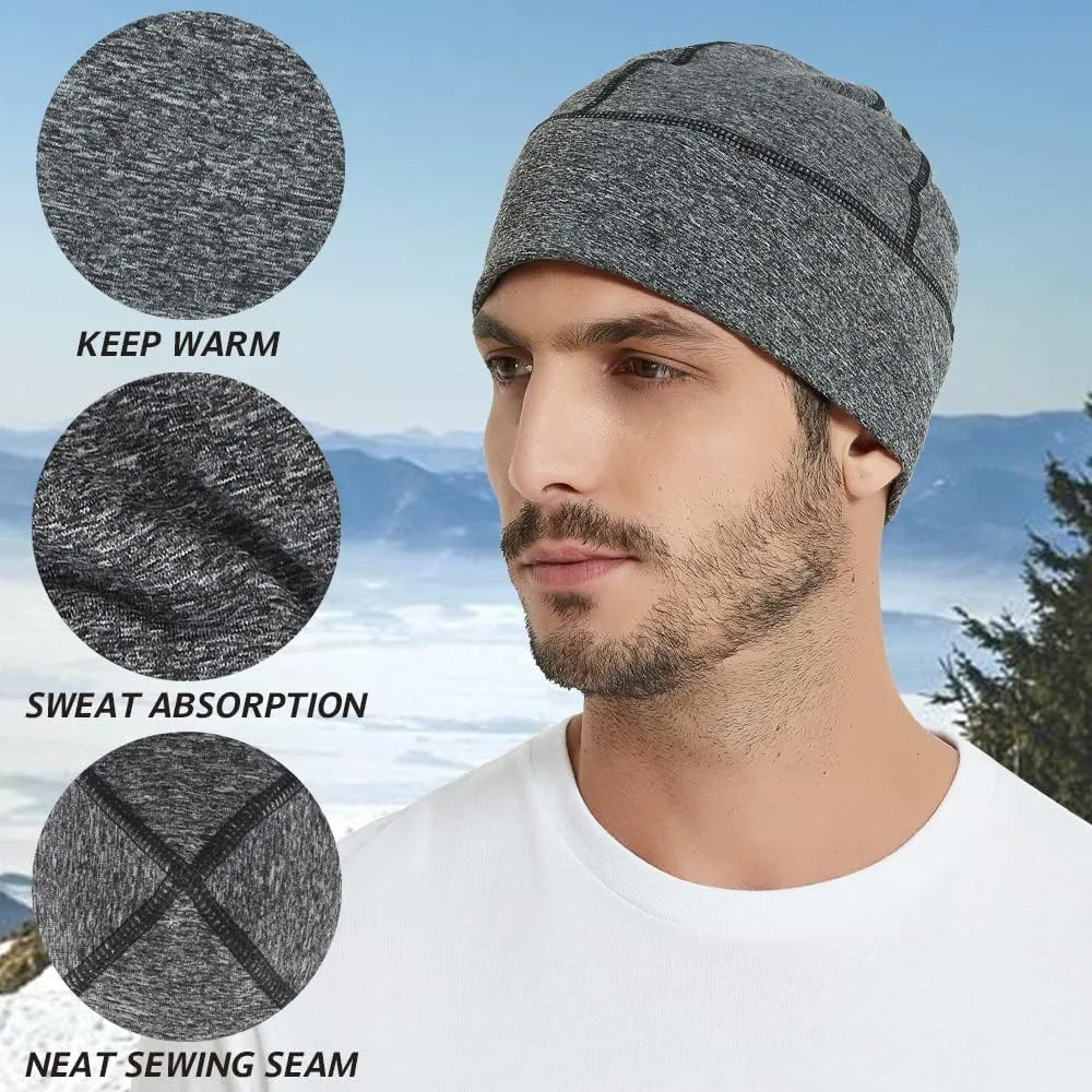 Headshion Fleece Hat Watch Cap 2 Pack Thick Skull Cap Helmet Liner Winter Warm Beanie