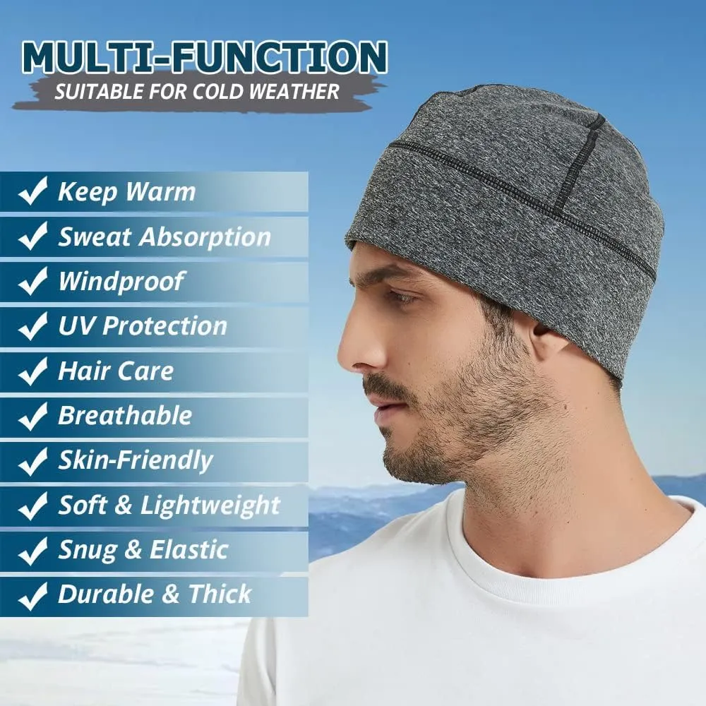 Headshion Fleece Hat Watch Cap 2 Pack Thick Skull Cap Helmet Liner Winter Warm Beanie