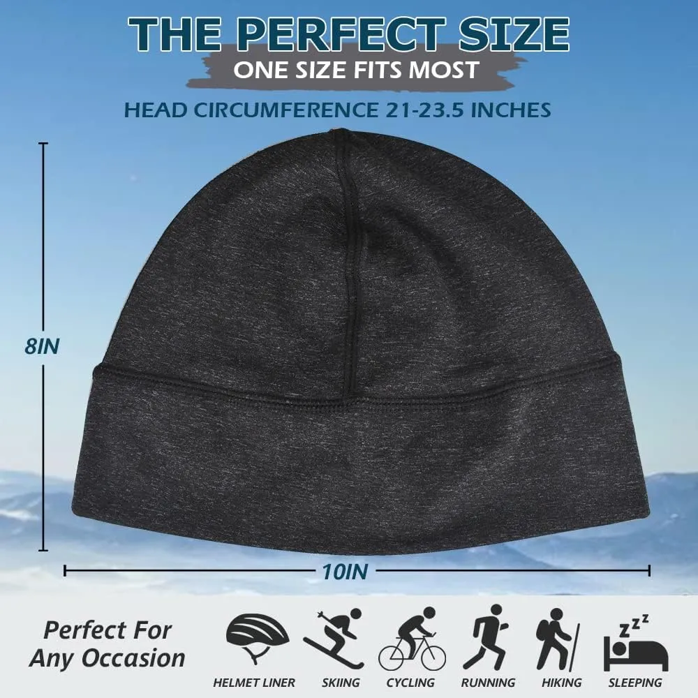 Headshion Fleece Hat Watch Cap 2 Pack Thick Skull Cap Helmet Liner Winter Warm Beanie