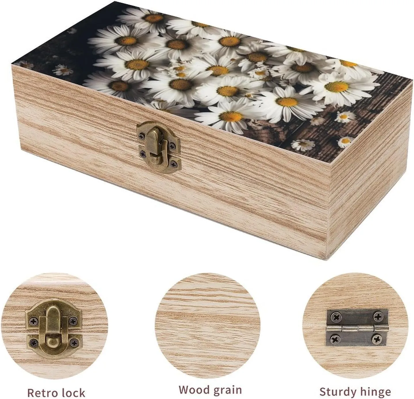 Heart Shaped Shape Wooden Decorative Storage Box with Hinged Lock, Handmade Keepsake Jewelry Chest, Elegant Retro Decor Boxes, Compact Organizer Box for Home, Wedding, Gifts