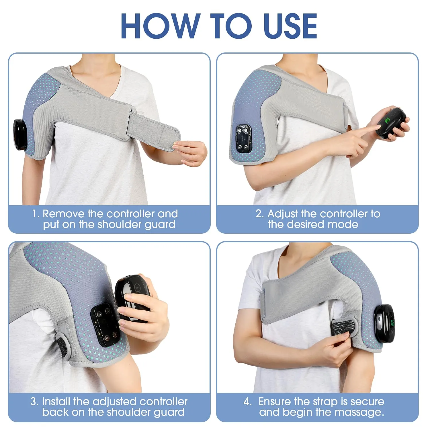 Heated Shoulder Wrap Massager Cordless Electric Shoulder Heating Pad for Neck with Massage 3 Heat & Vibration