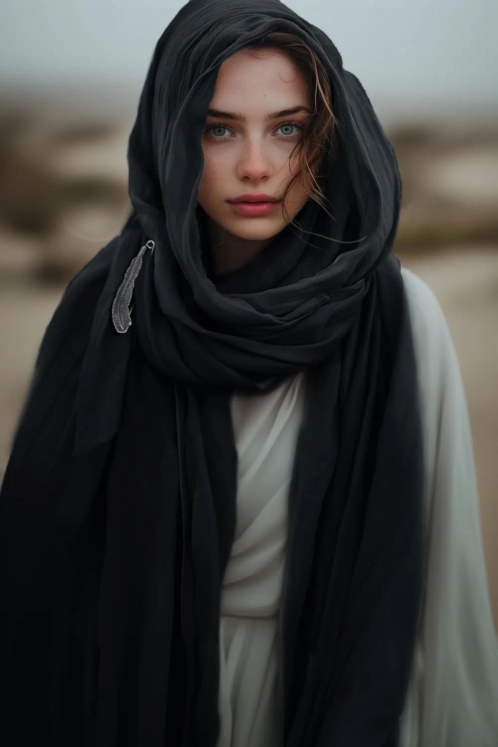 HOMELEX Medieval Black Padme Cape Shawl Post Apocalyptic Cloak Black Hooded Cowl