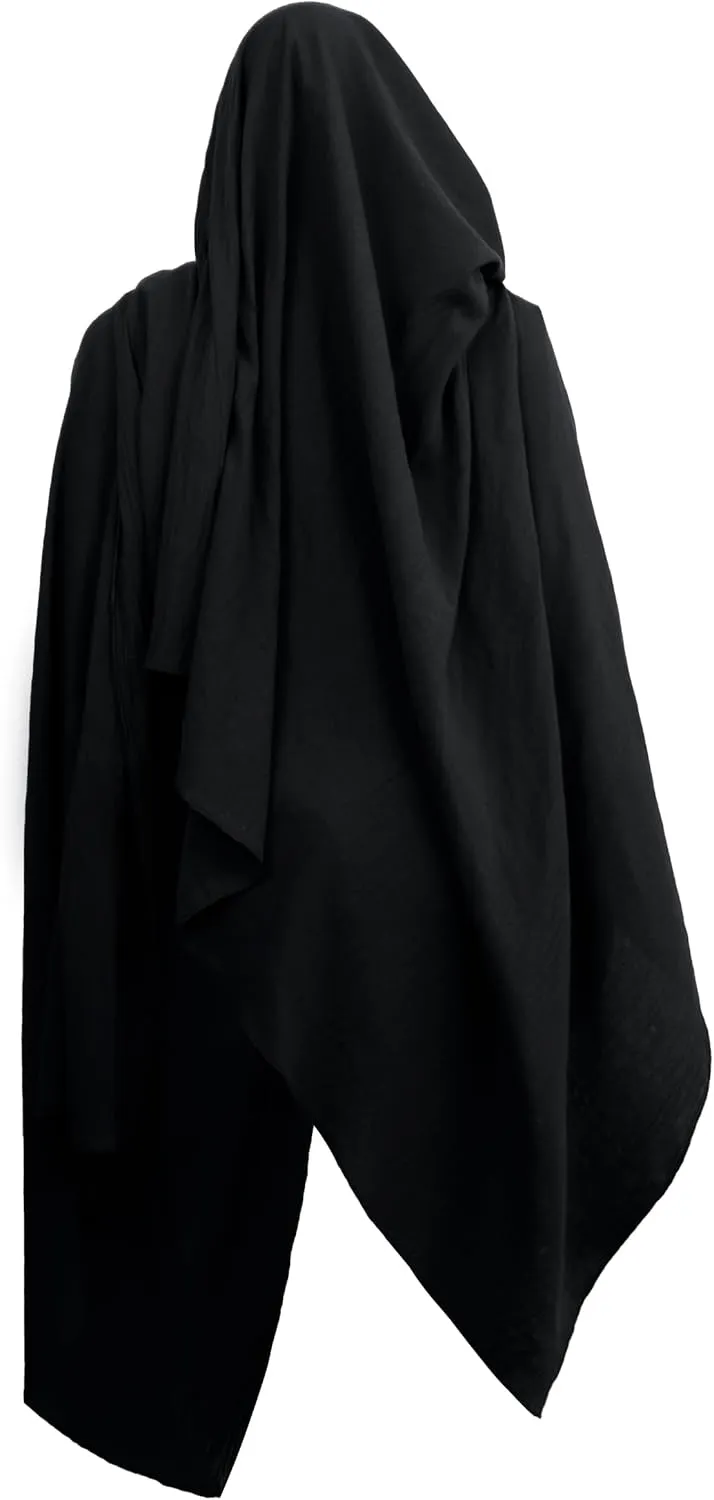 HOMELEX Medieval Black Padme Cape Shawl Post Apocalyptic Cloak Black Hooded Cowl
