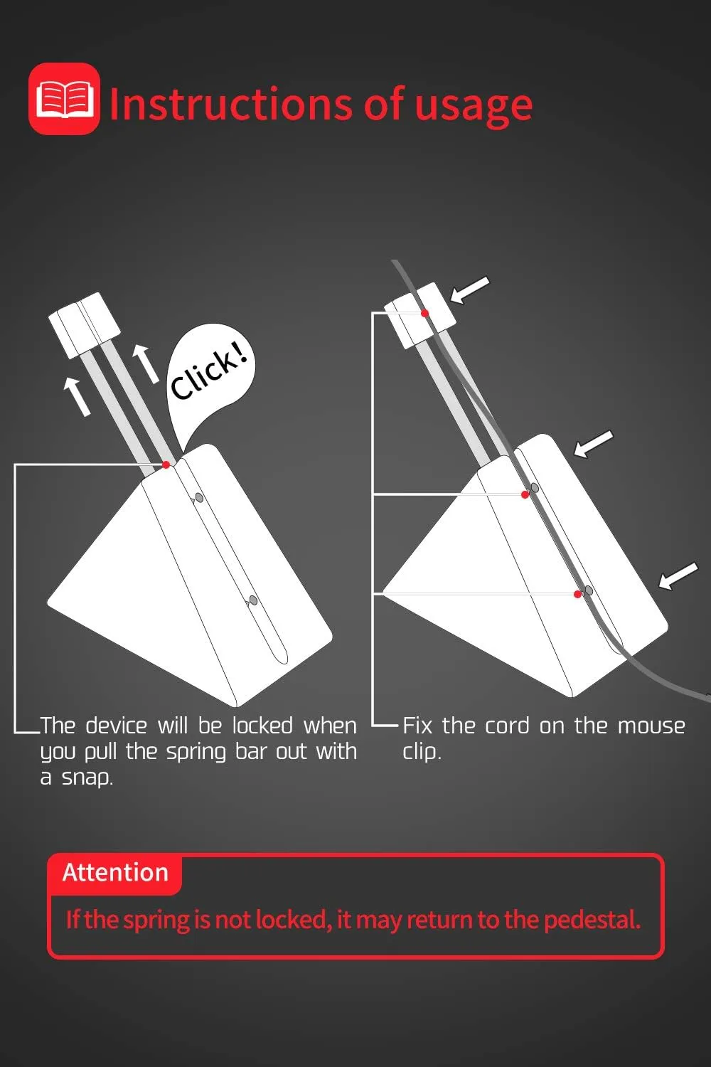 Hotline Games Mouse Bungee 3.0  Mouse Cord Clip Cord Management System Fixer Holder for Esports FPS Game (3.0  Black)