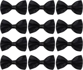 ICObuty Neck Bowtie Tuxedo for Men Adjustable Solid Satin Pre-tied 12 Pcs Wedding Party