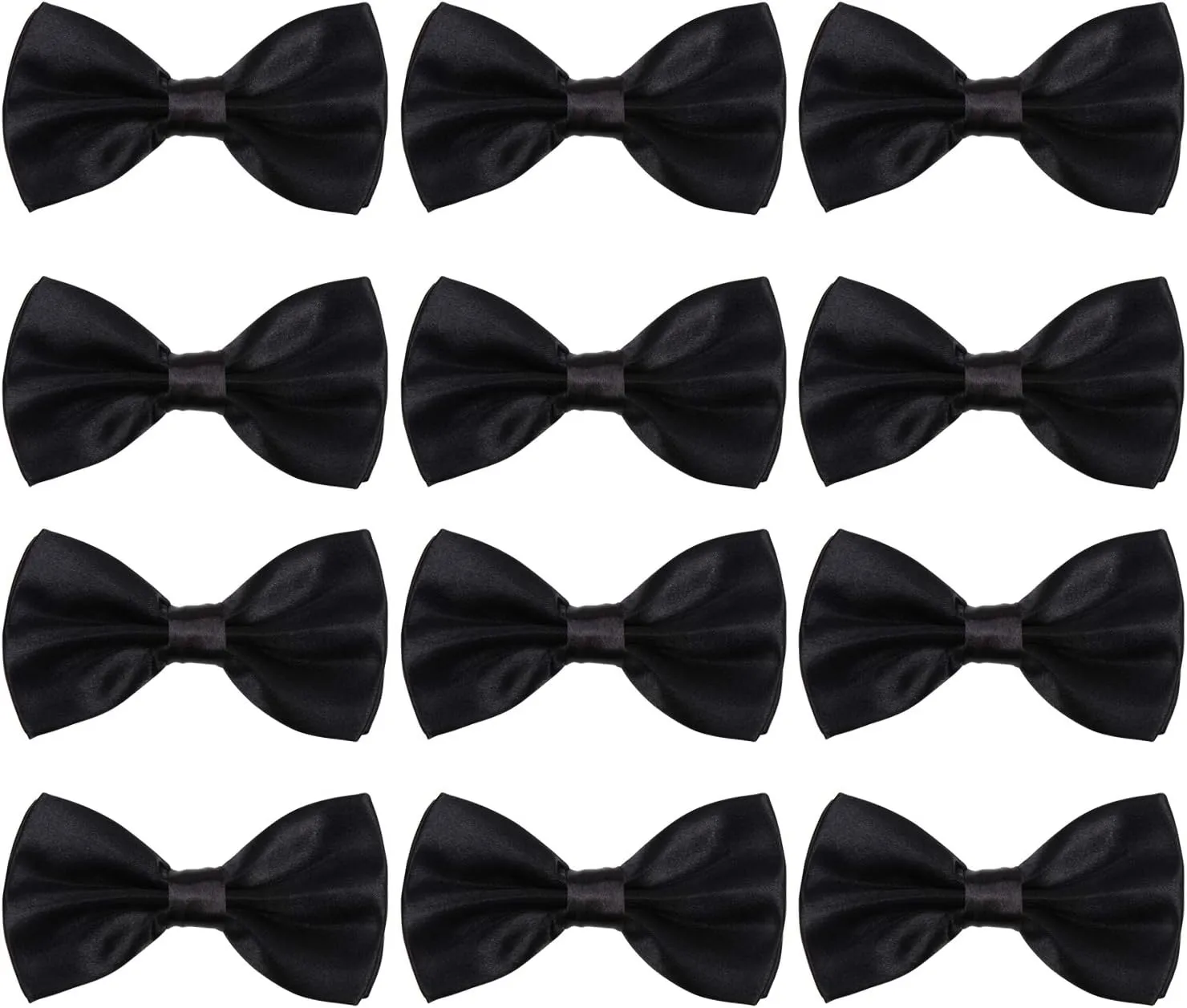 ICObuty Neck Bowtie Tuxedo for Men Adjustable Solid Satin Pre-tied 12 Pcs Wedding Party
