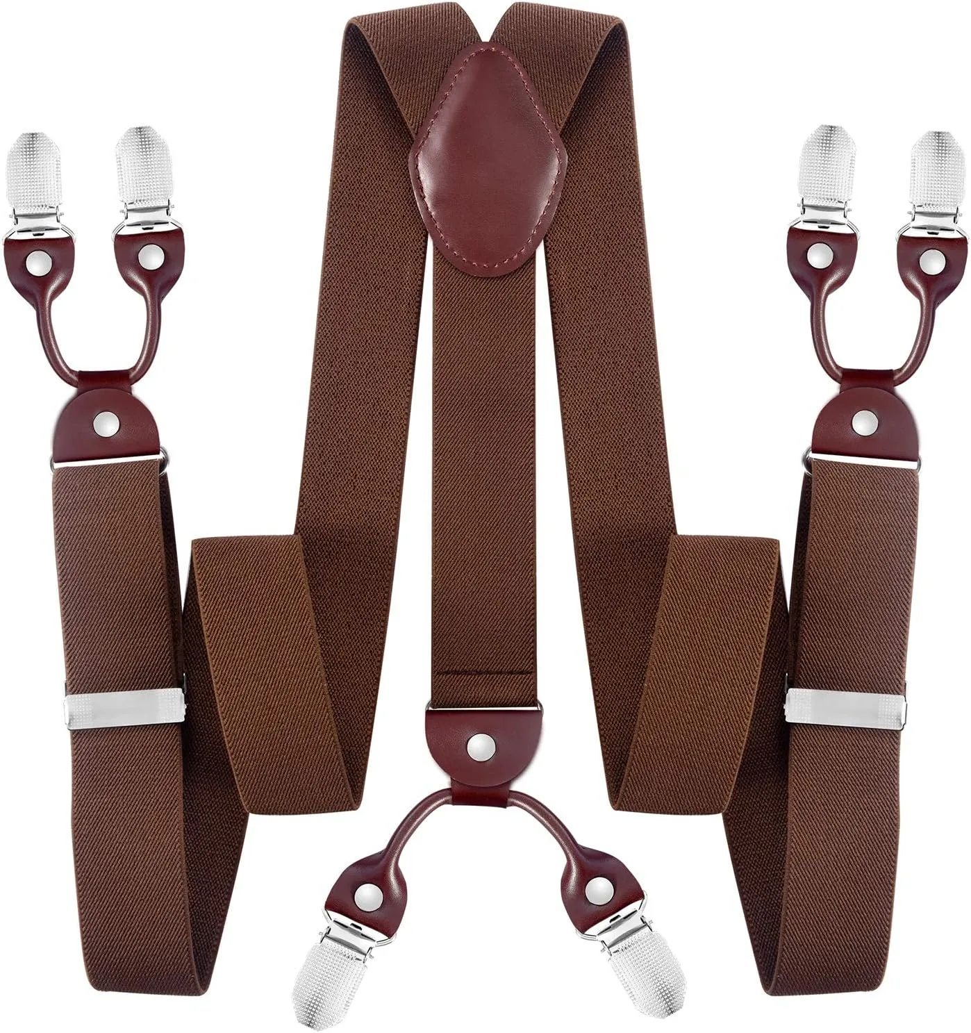 JASLEEN Mens 6 Clip Suspender Y-Back Adjustable Heavy Duty Suit Brice for Casual Fomal Wedding Business