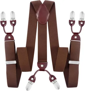 JASLEEN Mens 6 Clip Suspender Y-Back Adjustable Heavy Duty Suit Brice for Casual Fomal Wedding Business