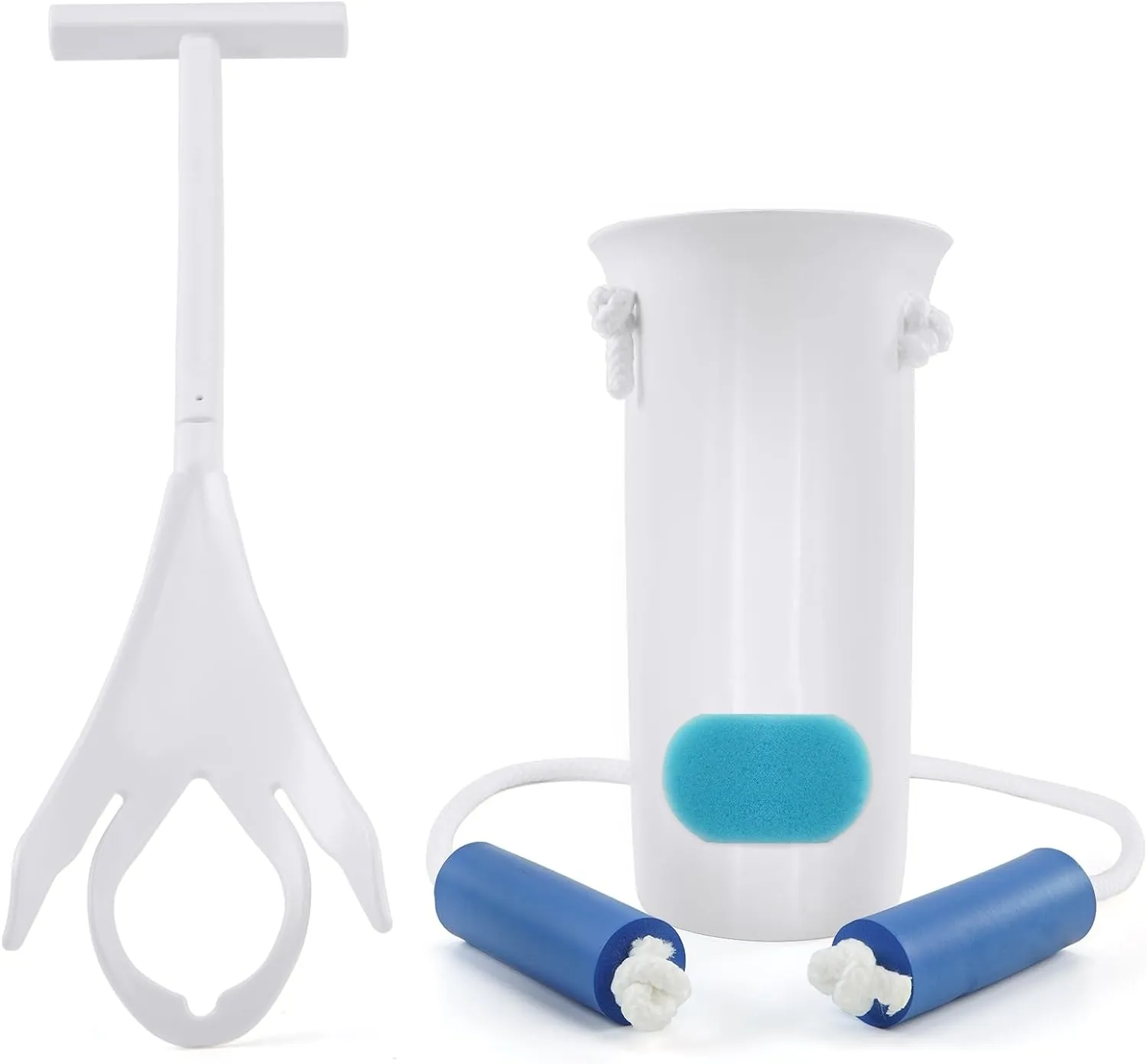 Jellas Sock Aid Kit, Flexible Sock Aid Device with Long Rope - Sock Puller aid Easy on and Off Device for Putting On and Removing Socks or Stockings, Sock Helper for Independence and Comfort (White)