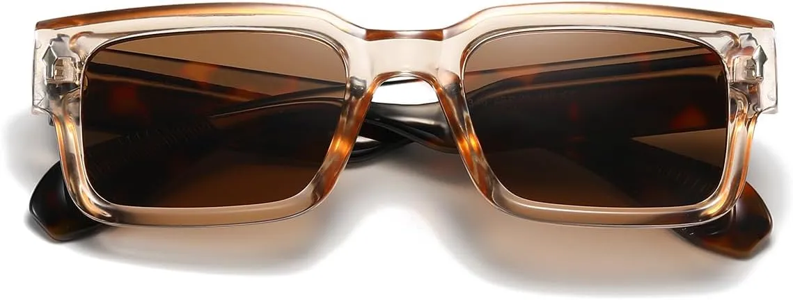 JOVAKIT Black Square Sunglasses for Women Men Simple Trendy Rectangle Thick Frame Style Sun Glasses UV400 Protection