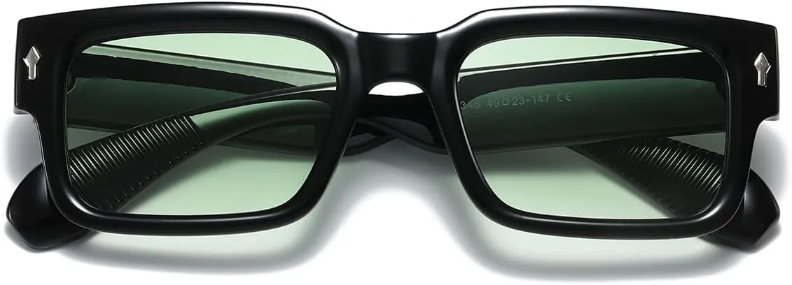 JOVAKIT Black Square Sunglasses for Women Men Simple Trendy Rectangle Thick Frame Style Sun Glasses UV400 Protection