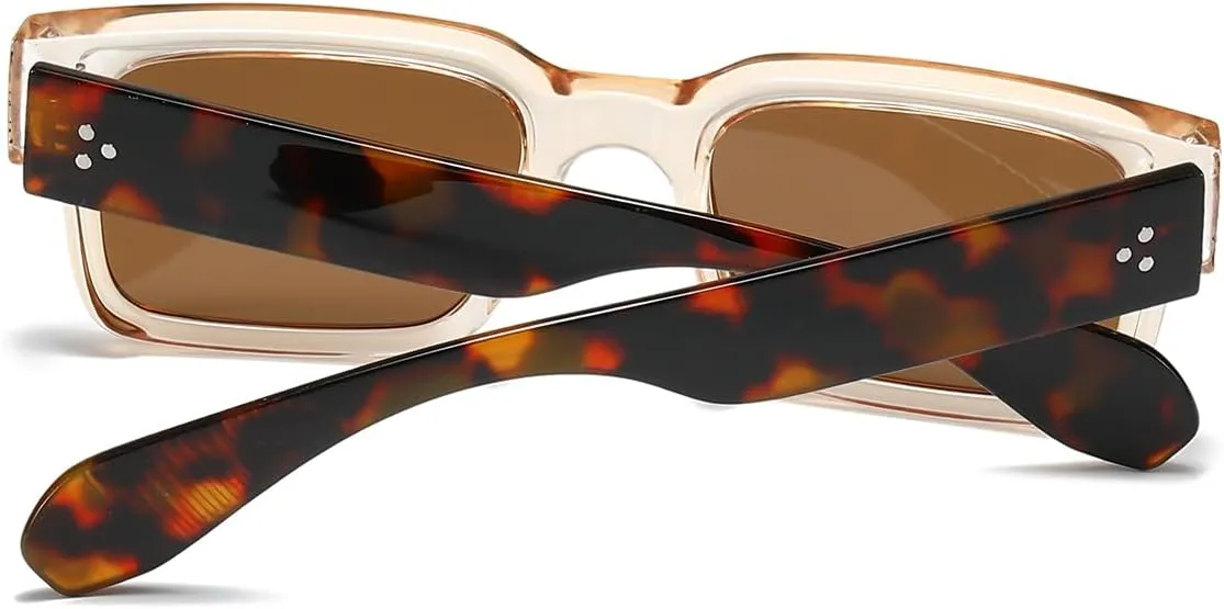 JOVAKIT Black Square Sunglasses for Women Men Simple Trendy Rectangle Thick Frame Style Sun Glasses UV400 Protection